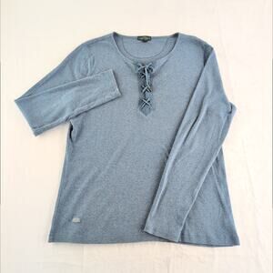 Vintage Lauren Ralph Lauren Y2K LaceUp CoastalCowgirl Blue LongSleeve Women's XL